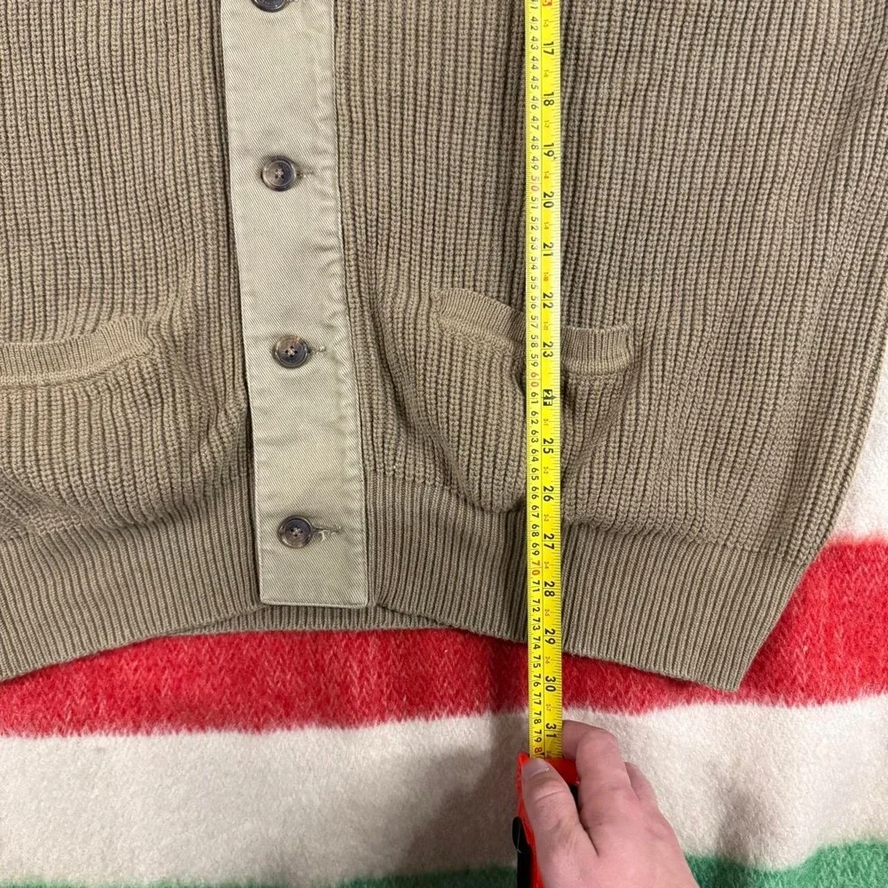 Orvis Vintage Ribbed Cotton Shawl Collar Sweater Vest Tan Mens XXL